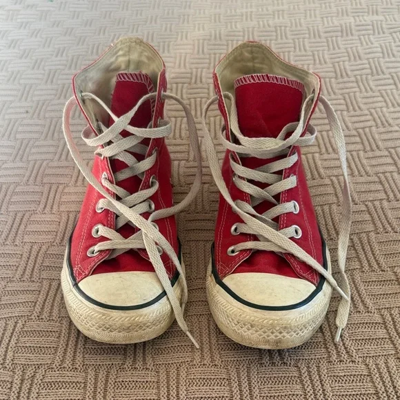 Converse Red High-Top Canvas Sneakers with White Accents - Picture 5 of 13